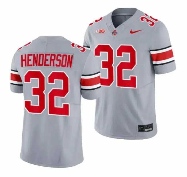 Men%27s Ohio State Buckeyes #32 TreVeyon Henderson Gray 2023 F.U.S.E. Limited Stitched Jersey Dzhi